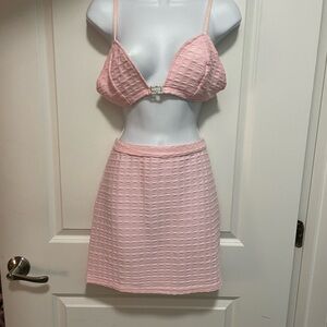 Pink Textured Skirt two-piece swimwear. Size XL.
